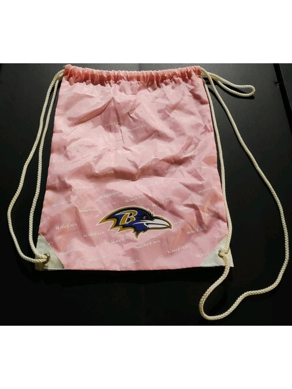 Nfl football drawstring bag - backpack - gym bag - baltimore ravens pink support